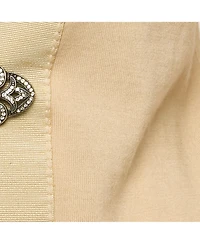 Pre-Owned Dolce & Gabbana Women's Beige Embellished Closure Knit Cardigan