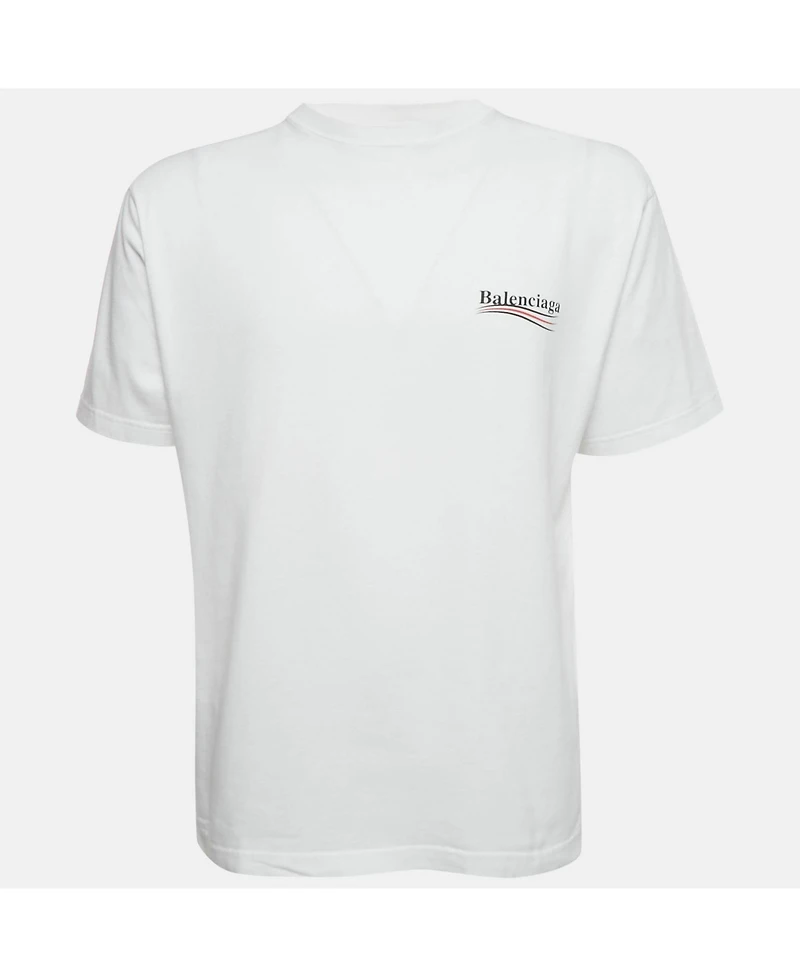 Pre-Owned Balenciaga Men's White Political Campaign Print Cotton T-Shirt