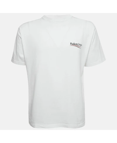 Pre-Owned Balenciaga Men's White Political Campaign Print Cotton T-Shirt