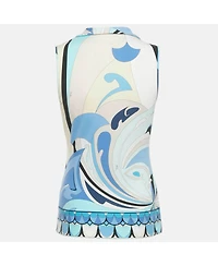 Pre-Owned Emilio Pucci Women's Pre-Owned Emilio Pucc i Blue Printed Cotton Sleeveless Shirt