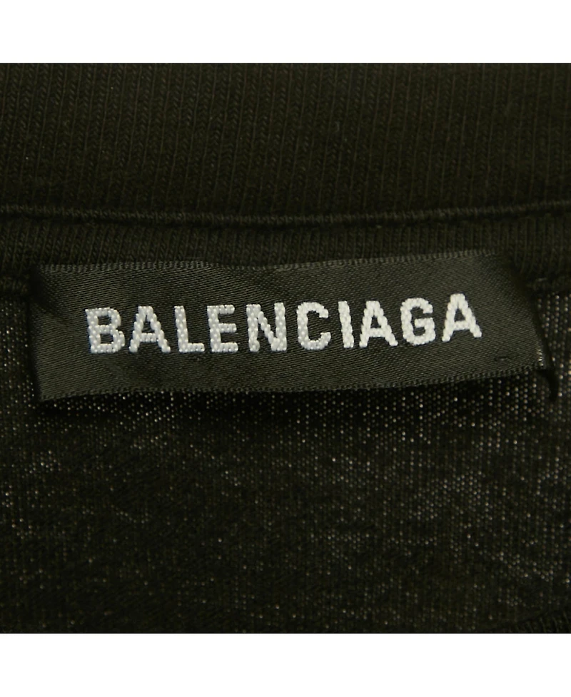 Pre-Owned Balenciaga Men's Black Logo Print Cotton Crewneck T-Shirt