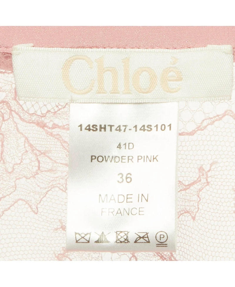 Pre-Owned Chloe Women's Pre-Owned Chloé Powder Pink Lace Ruffled Button Front Shirt