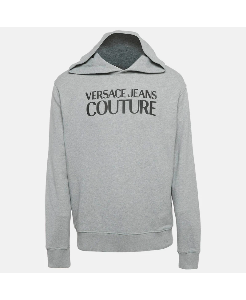 Pre-Owned Versace Women's Jeans Couture Grey Logo Applique Cotton Knit Sweatshirt