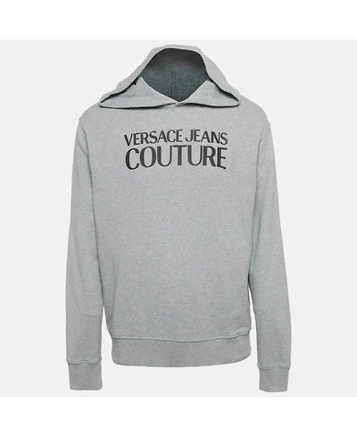 Pre-Owned Versace Women's Jeans Couture Grey Logo Applique Cotton Knit Sweatshirt