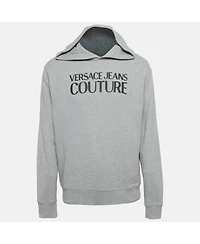 Pre-Owned Versace Women's Jeans Couture Grey Logo Applique Cotton Knit Sweatshirt