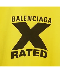 Pre-Owned Balenciaga Men's Yellow Logo Print Cotton Crewneck T-Shirt