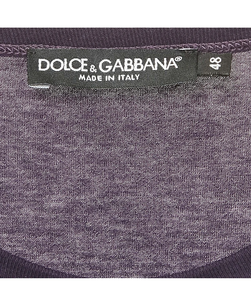 Pre-Owned Dolce & Gabbana Men's Purple Logo Plaque Jersey T-Shirt