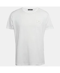 Pre-Owned Dolce & Gabbana Men's White Cotton Logo Plaque T-Shirt