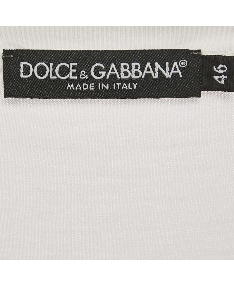 Pre-Owned Dolce & Gabbana Men's White Logo Print Jersey Crewneck T-Shirt