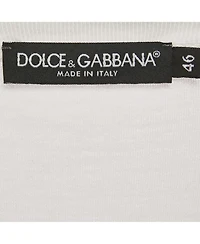 Pre-Owned Dolce & Gabbana Men's White Logo Print Jersey Crewneck T-Shirt
