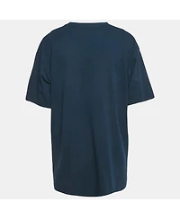 Pre-Owned Balenciaga Men's Navy Blue Logo Embroidered Cotton T-Shirt