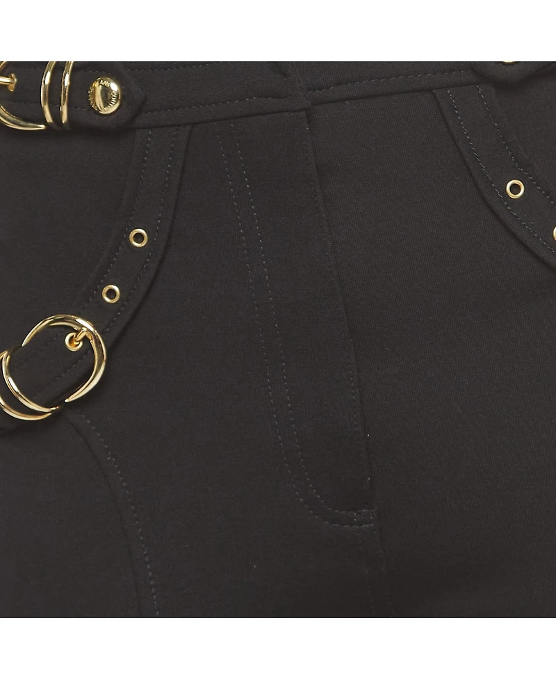 Pre-Owned Versace Women's Jeans Couture Black Belt Pocket Detail Skinny Pants