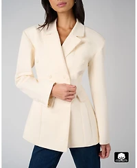WeWoreWhat Women's Double Breasted Cinched Waist Blazer