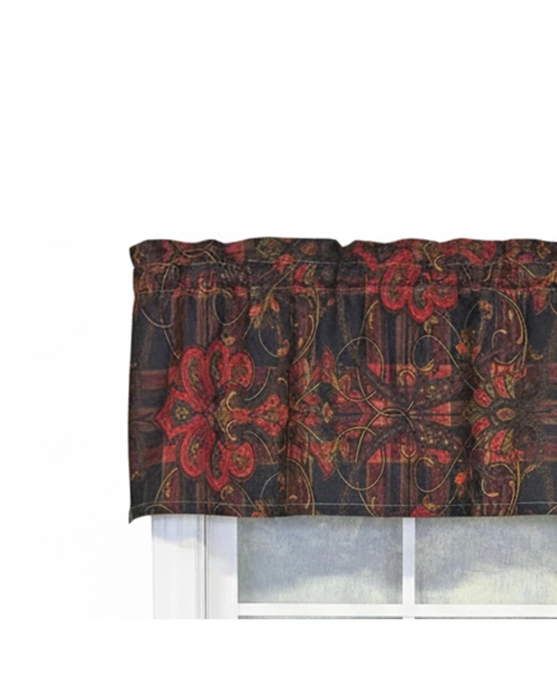 Rlf Home 100% Cotton High Quality Espadas Tailored Window Valance with 1.5" Rod Pocket 50" W X 12" L Burgundy
