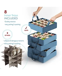 Christmas Ornament Storage Box With 4 Inner Tray Dividers - - Ornament Storage