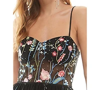 City Studios Juniors' Embroidered Corset Gown