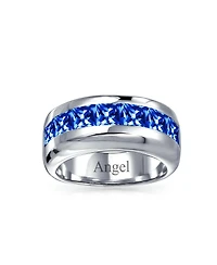 Bling Jewelry Channel Set Cubic Zirconia Cz Invisible Cut Half Eternity Band Sterling Silver 9MM