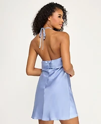 Seni & Cade Juniors' Sleeveless Halter Neck Satin Dress