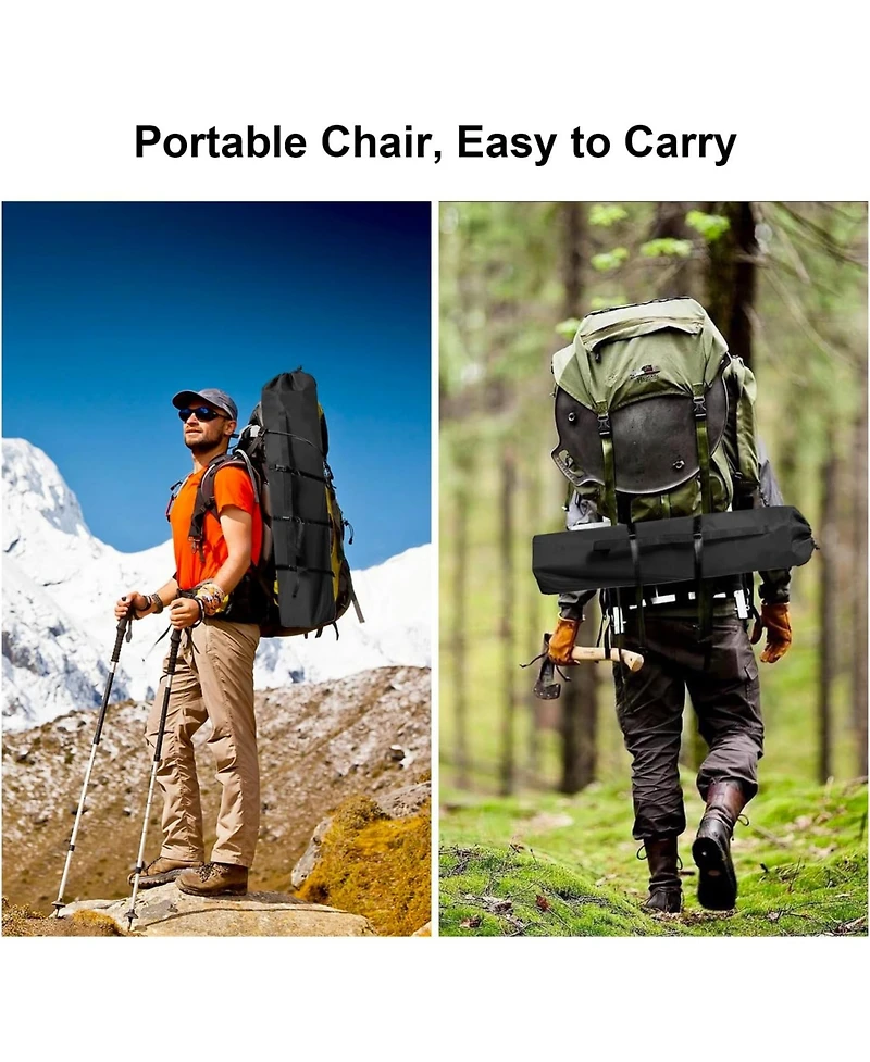 Piscifun olding Camping Collapsible Chairs Heavy Duty Lawn Chair with Cooler Bag, Storage Pocket, Waterproof Bag Outdoor Arm Chair, Supports 225LBS