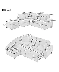 Boyel Living 84.75" Sleeper sofa Bed,2 1 Pull Out bed L Shape Couch with Storage Ottoman for Room, Bedroom and Small Apartme