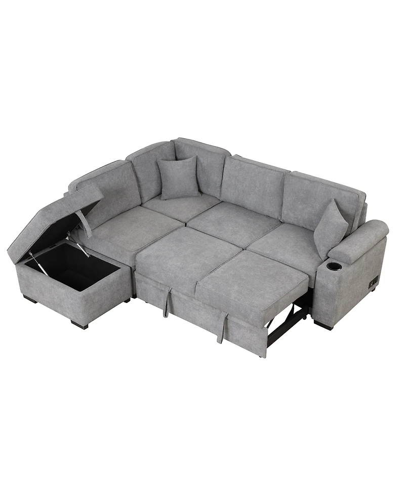 Boyel Living 84.75" Sleeper sofa Bed,2 1 Pull Out bed L Shape Couch with Storage Ottoman for Room,Bedroom and Small Apartment