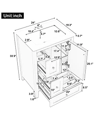 Casainc Bathroom Vanity with Adjustable Shelf and Removable Dividers