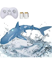 Mecale Remote Control Shark Toy, 2.4GHz Realistic Rc Shark with Lights, Spray & 2 Batteries for Pool or Bath, Fun Toy for Kids 6