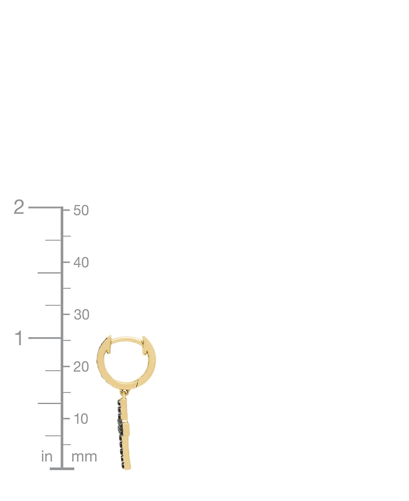 Macy's Men's Black Diamond Huggies Drop Earrings (1/3 ct. t.w.) in 14k Yellow Gold-Plated Sterling Silver