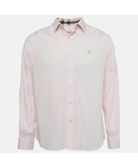 Pre-Owned Burberry Men's Brit Pink Logo Embroidered Cotton Shirt