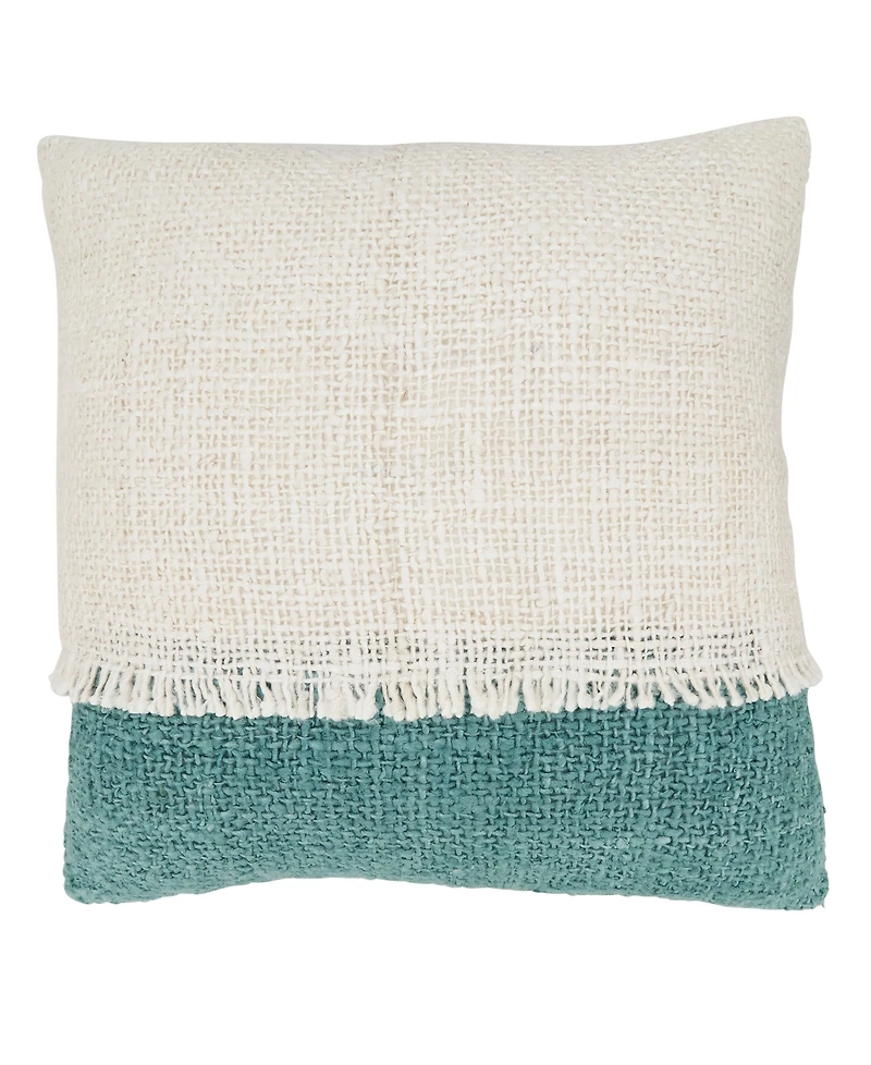 Saro Lifestyle Two-Tone Fringe Down Filled Decorative Pillow, 20" x