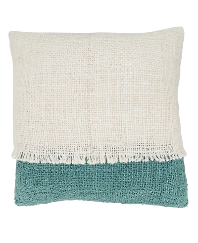 Saro Lifestyle Two-Tone Fringe Down Filled Decorative Pillow, 20" x