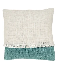 Saro Lifestyle Two-Tone Fringe Down Filled Decorative Pillow, 20" x