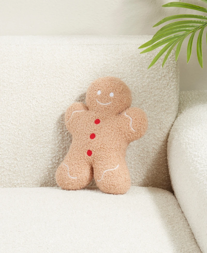 Saro Lifestyle Gingerbread Man Poly Filled Decorative Pillow, 9" x 12"