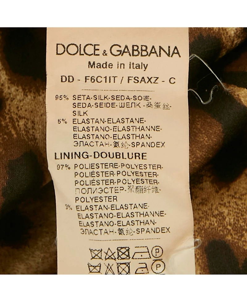 Pre-Owned Dolce & Gabbana Women's Brown Leopard & Rose Print Silk Mini Dress