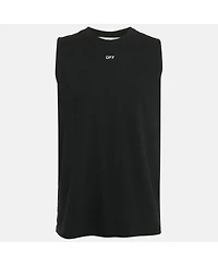 Pre-Owned Off-White Men's Black Logo Print Jersey Sleeveless T-Shirt