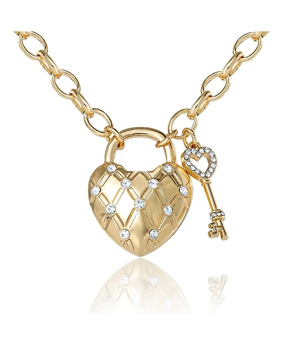 Juicy Couture Heart Locket with Key Pendant Necklace, Gold Tone