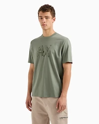 A|X Armani Exchange Men's Slim Fit Short Sleeve Crewneck Destructed Logo T-Shirt