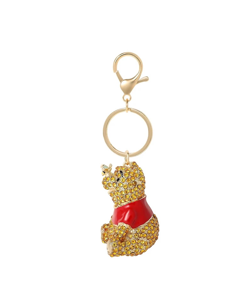 Disney Gold Tone With Red Enamel , Winnie The Pooh Crystal Keychain