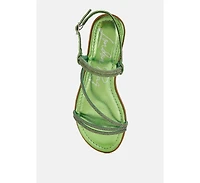 London Rag Womens Bawley Rhinestone Strappy Flat Sandals