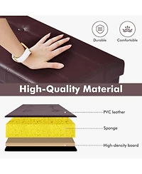 Boyel Living 45 Inch Foldable Storage Ottoman Bench Tufted Leather Large Storage Chest