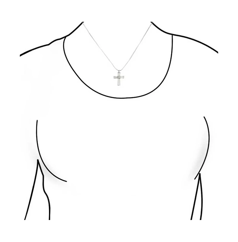 Bling Jewelry Religious Mother Of Pearl Mop Cross Pendant Necklace Rhodium Plated Brass Snake Chain Included