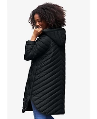 ellos Women's Quilted Jacket With Curved Bottom & Side Snaps