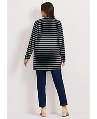 Avenue Women's Striped Cascade Cardigan
