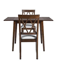 Maison Boucle 3-Piece Folding Dining Table Set with Drop Leaf and 2 Padded Chairs, Compact Breakfast Nook for Small Spaces