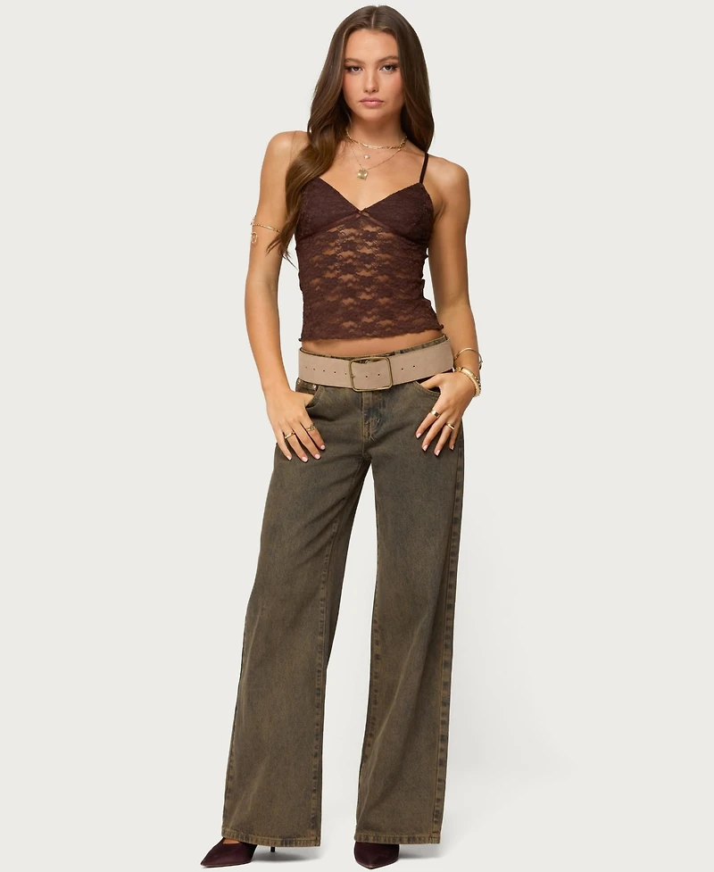 Edikted Women's Eira Sheer Lace Tank Top