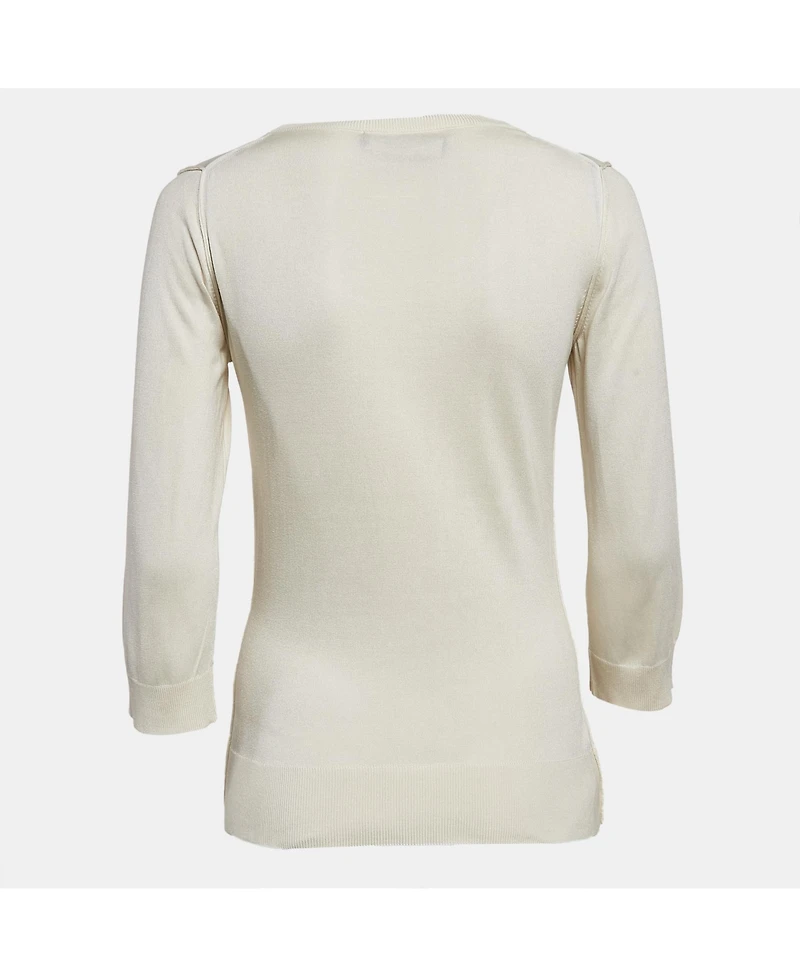 Pre-Owned Dolce & Gabbana Women's Light Beige Jersey Full Sleeve Round Neck Jumper