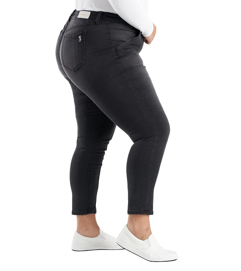 Slink Jeans Women's Black Denim High Rise Pintuck Ankle Skinny 28" inseam - Shyla