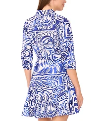 Msk Petite Printed Collared Short Shirt Dress