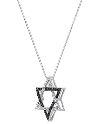 Macy's White and Black Diamond Star of David Pendant Necklace (1/6 ct. t.w.) in Sterling Silver