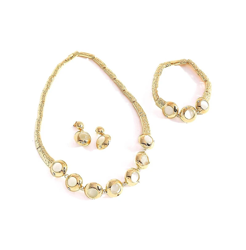Sohi Women's Metallic Circular Necklace, Earrings And Bracelet ()